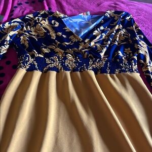 Floral Blue and Gold Dress